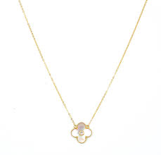 Pure Gold 18k Necklace With White Flower Shape Pure Gold Pure Products Gold