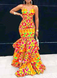 Robe de soirée pour femme africaine. Soldes Robe En Tissu Pagne Africain En Stock