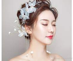 Women's hair accessories └ women's accessories └ women's clothing, shoes & accessories └ clothes skip to page navigation. Bridal Tiara White Hair Accessories Ear Hang Korean Style Juan Yarn Flowers Sweet Pair Of Simple And Elegant Wedding Jewelry From Yqlpearls999 11 56 Dhgate Com