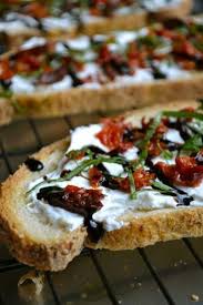 If you like you can add a pinch of sea salt but i didn't. Goat Cheese And Sun Dried Tomato Crostini Stuck On Sweet Recipes Yummy Food Food