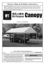 It is your responsibility to comply with local rules and regulations and to ensure that the marquee/tent is assembled correctly. Harbor Freight Tools 10 Ft X 20 Ft Portable Car Canopy Product Manual Manualzz