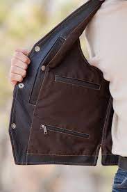 Men S Garrison Bison Leather Vest With Concealed Carry Pockets By Overland Sheepskin Co Style 20908 Bison Leather Leather Vest Mens Leather Vest
