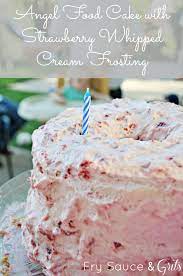 Angel Food Cake With Strawberry Whipped Cream Frosting Recipe Desserts Angel Food Strawberry Whipped Cream Frosting