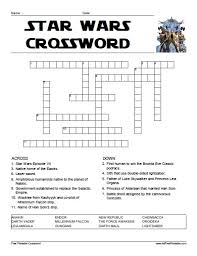 Free Printable Star Wars Crossword Free Printable Crossword For All The Fans Of The Comics And Movies Star Wars Activities Star Wars Crafts Star Wars Birthday