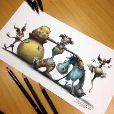 Winnie the pooh and friends. Winnie The Pooh Creepy Drawing By Atomiccircus On Deviantart