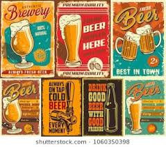 Set Of Beer Poster In Vintage Style With Grunge Textures And Beer Objects Vector Illustration Bier Poster Vintage Posters Retro