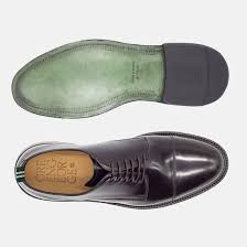 Green George derby shoe in dark brown brushed leather