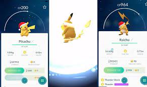 The Only Holiday Addition To Pokemon Go So Far Has Been A Santa Hat Wearing Pikachu But What Happens To Him When You Evolve Him Pokemon Pokemon Go Pikachu