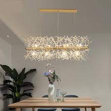 Modern Restaurant Lamp Creative Dandelion Bar Light Living Room Luminaire Suspendu Gold Lighting G9 Led Strip Crystal Hanglamp In 2021 Pendant Lighting Dining Room Dining Room Lighting Living Room Lighting