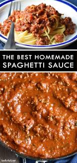 This Hearty Homemade Spaghetti Sauce Made With Sausage Ground Beef And Three Kinds Best Homemade Spaghetti Sauce Homemade Spaghetti Homemade Spaghetti Sauce