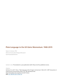 pdf plain language in the us gains momentum 1940 2015