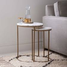 Marble Round Nesting Side Table Set Of 2 Marble Side Tables Pedestal Coffee Table Side Table