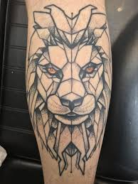 Geometric Lion Tattoo On My Calf Leg Leg Tattoo Men Geometric Lion Tattoo Mens Lion Tattoo