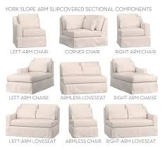 Idemo beige with lighter piping. Build Your Own York Slope Arm Deep Seat Sectional Slipcovers Only Pottery Barn