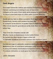 Dark Angels - Dark Angels Poem by John Sensele