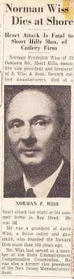 Obituary: Norman F. Wiss [Sr]: Newark Evening News
