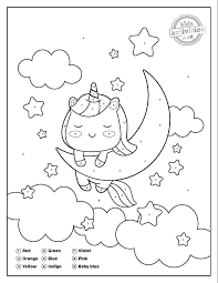 Color eleven cans coloring page. Unicorn Color By Number Coloring Pages