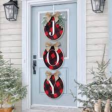 Every room can use a christmas touch, and we cover all your indoor spaces with our classic christmas inspiration. Amazon Com Oriental Cherry Christmas Decorations Joy Sign Buffalo Check Plaid Wreath For Front Door Rustic Burlap Wooden Holiday Decor For Home Window Wall Farmhouse Indoor Outdoor Kitchen Dining