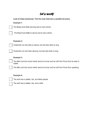 Rewrite the faulty sentences using parallel structure. Parallel Structures Worksheet