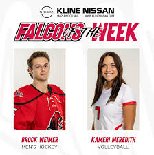 𝗞𝗹𝗶𝗻𝗲 𝗡𝗶𝘀𝘀𝗮𝗻 𝗙𝗮𝗹𝗰𝗼𝗻𝘀 𝗼𝗳 𝘁𝗵𝗲 𝗪𝗲𝗲𝗸 🏒 Brock Weimer  led UWRF Men's Hockey to a win over Dubuque last Tuesday during the home  opener, scoring the game-winner goal for his first as