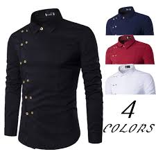 Details About Fashion Mens Casual Shirts European Double Breasted Long Sleeve Dress Shirts Us