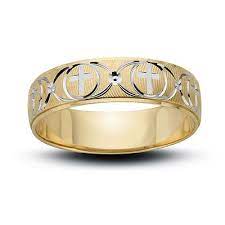 Men S 6 0mm Cross And Wave Wedding Band In 10k Two Tone Gold Mens Wedding Rings Wave Wedding Band Mens Gold Wedding Band