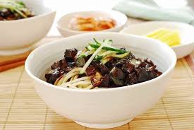 Jajangmyeon Noodles In Black Bean Sauce Recipe Black Bean Sauce Chinese Noodle Dishes Black Bean Noodles