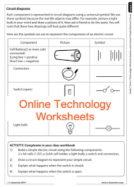 Grade 7 Online Technology Worksheets Circuit Diagram For More Worksheets Visit Www E Classroom Co Za School Worksheets Worksheets Education