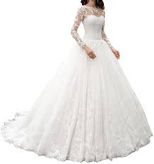 Wähle aus verschiedenen stilen dein brautkleid. Hotgirls Spitze Appliques Lange Hochzeitskleider Mit Hulsen Schnuren Sich Oben Brautkleid Amazon De Bekleidung