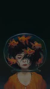 Surreal Girl S Head In Fish Bowl Aquarium 750x1334 Wallpaper Surealism Art Art Painting Human Art