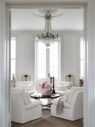 Love The All White Chandelier Home Living Room Interior White Living