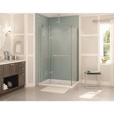 Maax Reveal 31 7 8 In X 48 In X 71 1 2 In Frameless Corner Pivot Shower Enclosure In Brushed Nickel 105942 900 305 100 The Home Depot Shower Doors Corner Shower Enclosures Corner Shower