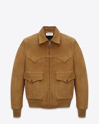 Saint Laurent Western Flight Jacket In Whiskey Leather Ysl Com Mens Leather Bomber Jacket Jackets Men Fashion Mens Outfits