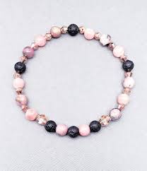 Oil Diffuser Bracelet Rose Gold Pink Quartz Rhodonite Etsy Pink Gemstone Bracelet Oil Diffuser Bracelet Pink Quartz