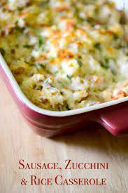 Ground Sausage Garden Fresh Zucchini Tomatoes Garlic Combined With Rice To Make A Tasty Zucchini Casserole Recipes Zucchini Rice Chicken Zucchini Casserole