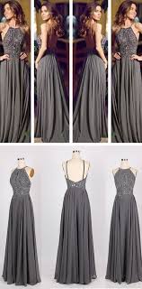 Backless Dark Grey Prom Dress With Thin Strap Prom Dresses Graduation Party Dresses Prom Dresses For Teens Popular Prom Dresses Grey Prom Dress Elegant Prom Dresses