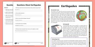 What can make an octopus laugh? Earthquakes Differentiated Reading Comprehension Activity