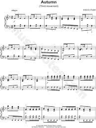 Antonio Vivaldi Autumn From The Four Seasons Third Movement Allegro Sheet Music Piano Solo In F Major Download Print Sheet Music Music Vivaldi