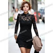 Delicate High Collar Bodycon Floral Pattern Long Puff Sleeves Black Lace Dress For Women Black One Size China Wholesale Sammydress Com Living At Home