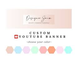Custom Branding Youtube Channel Banner Header Choose Your Color Custom Youtube Personalized Gradie Youtube Channel Art Gradient Design Custom Branding