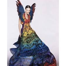 Sweet Delicious Alexander Mcqueen Inspired Dress Made Out Of 50 000 Liked On Polyvore Alexander Mcqueen Dresses Rainbow Dress Feather Dress