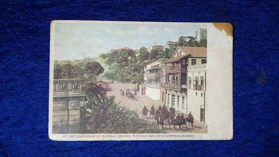 Governor Driving Through Walkeshwar Road Mumbai – Vintage Rare Postcard - BidCurios
