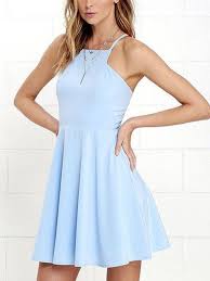A Line Open Back Short Sky Blue Prom Dresses Backless Short Blue Formal Dresses Light Blue Graduation Homecoming Dresses Dresses For Teens Light Blue Skater Dress Prom Dresses Blue