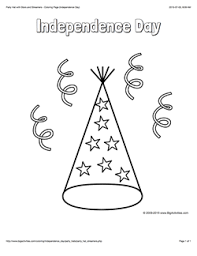 Independence Day Coloring Page With A Party Hat And Streamers To Color Birthday Party Hats New Year Coloring Pages Happy Birthday Parties
