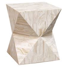 Palecek Triton Stone Side Table Geometric Side Table Side Table Modern End Tables
