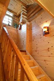 Special order pine handrail fittings lead time: Staircase With Cedar Railing And Knotty Pine Paneling Rustic Staircase Other By Woodhaven Log Lumber Houzz