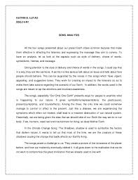 Also, all participants in this study were from a state university. Song Analysis Essay Outline 583
