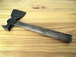 Old Hammer Hatchet Wood Handle Rustic And Rusty Roofing Work Tool Strong Hefty Hatchet Ax Hammer With Nail Puller Man Cave Gift For Dad Wood Handle Man Cave Gifts Work Tools