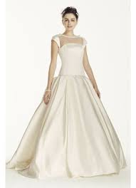 Princess women's off shoulder lace wedding dresses for bride 2019 wedding gowns court train bridal gowns. Oleg Cassini Satin Cap Sleeve Beaded Wedding Dress David S Bridal