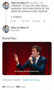 Share motivational and inspirational quotes by john mulaney. Pop Punk Bands Of The 2000s As John Mulaney Quotes Whole Thread Is Dynamite But This Got Me Right In The Small Of The Back Brandnew